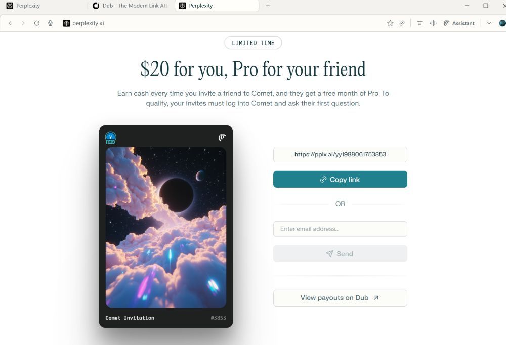 Comet AI Browser: Get the Pro version and cash rewards for free